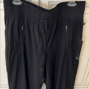 Nicole Miller Black Drawstring Zip-Pocket Joggers Pants